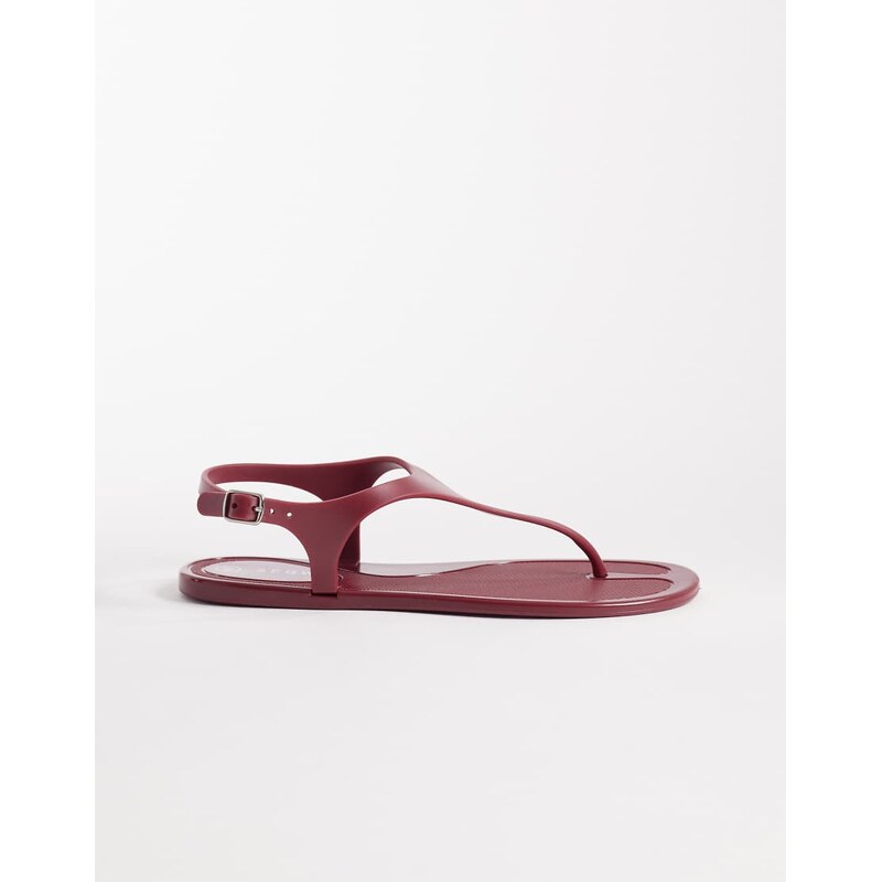 SEQWL jelly thong sandals with buckle detail in red-Gold 115517599
