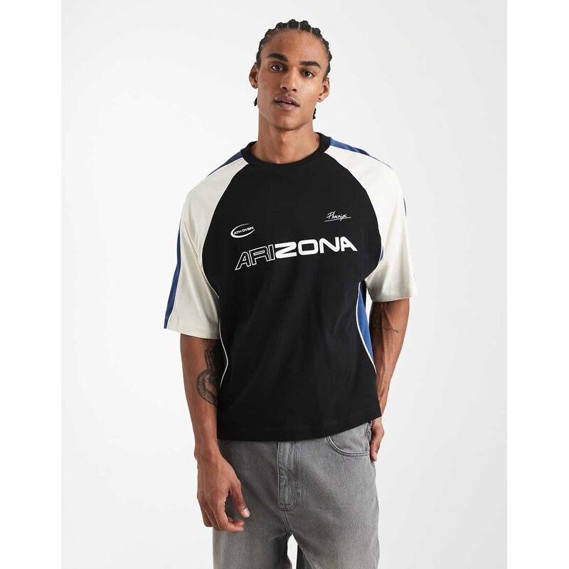 ASOS DESIGN boxy oversized t-shirt with cut and sew panelling
