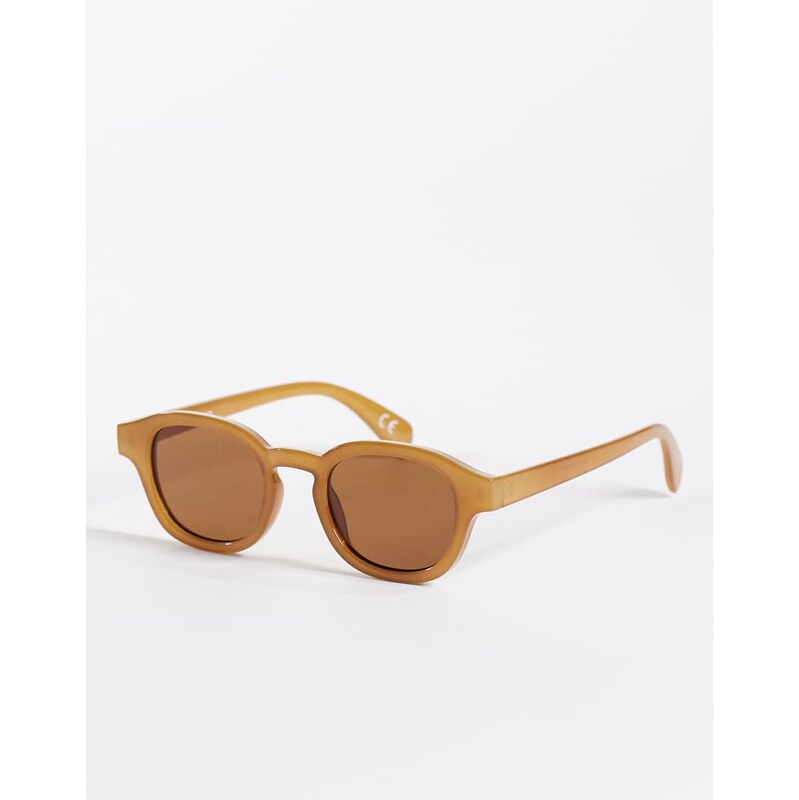 ASOS DESIGN round sunglasses in amber frame with brown lens