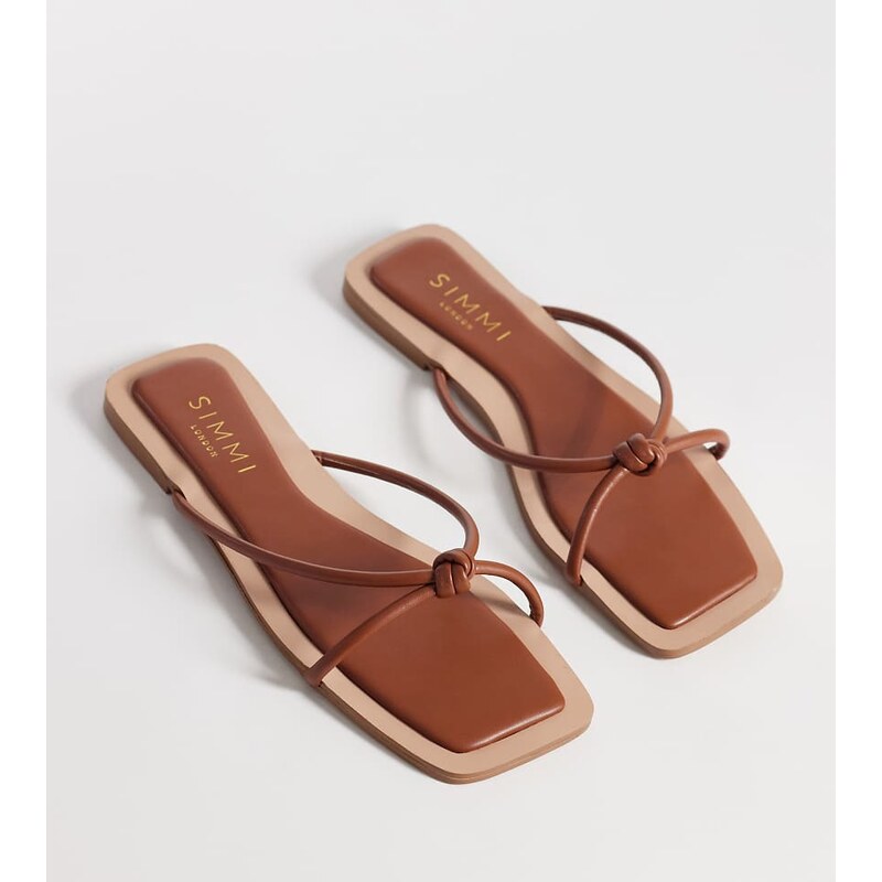 Simmi Wide Fit Simmi London Wide Fit Cola knot flat sandals in