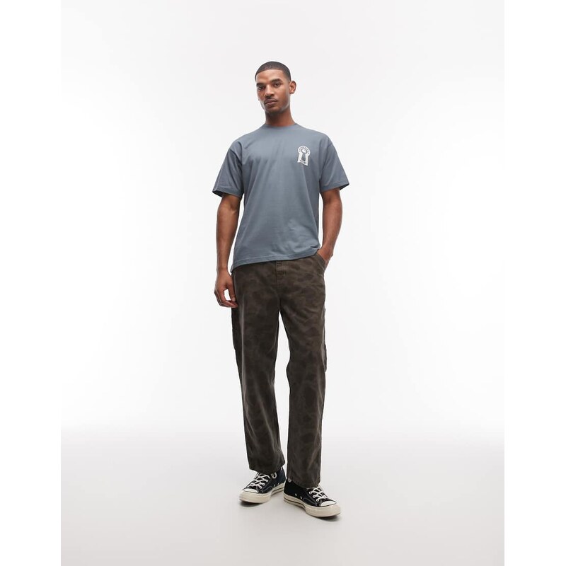 Carhartt WIP vestige lock back print t-shirt in slate blue