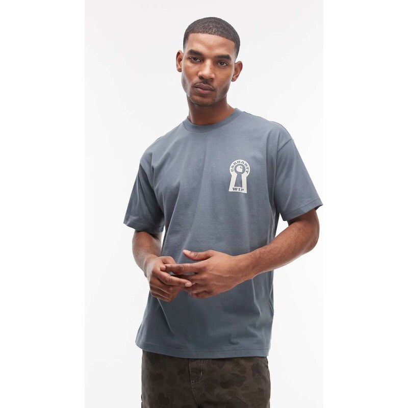 Carhartt WIP vestige lock back print t-shirt in slate blue