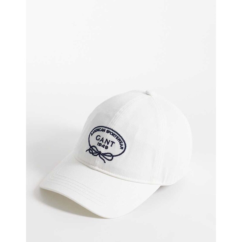GANT vintage logo cotton twill cap in eggshell white