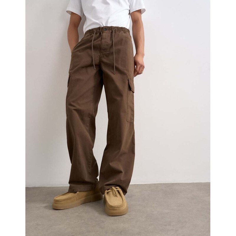 Topman baggy cargo trouser in brown