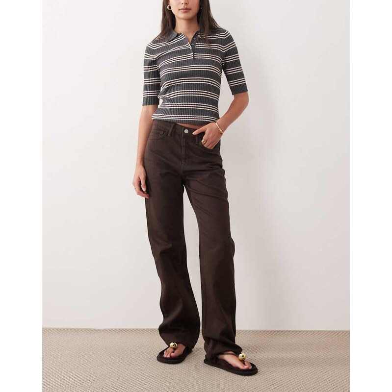 Mango Matilda 100% cotton straight jean in chocolate-Brown