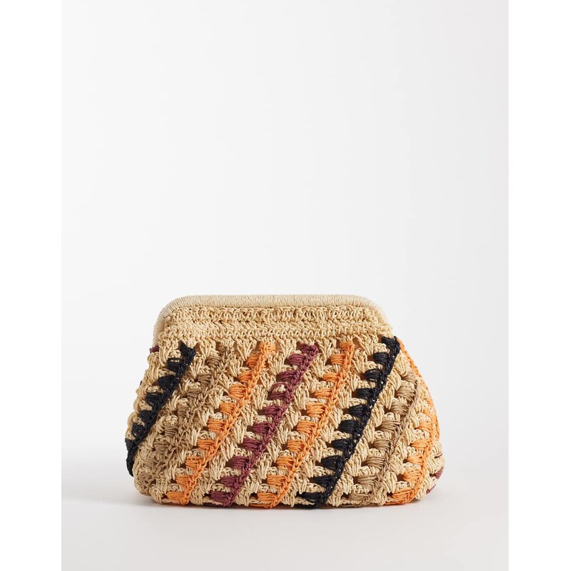 Mango Teen woven clutch bag in brown 113885297