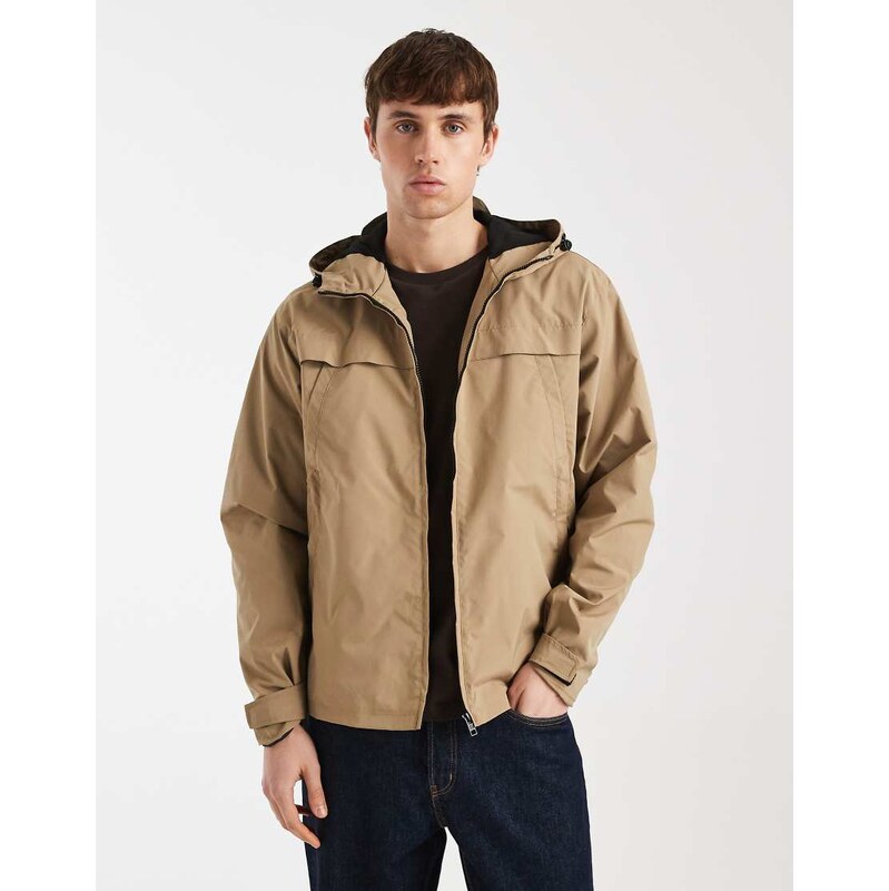 Redefined Rebel Rory boxy fit hooded jacket in beige-Neutral