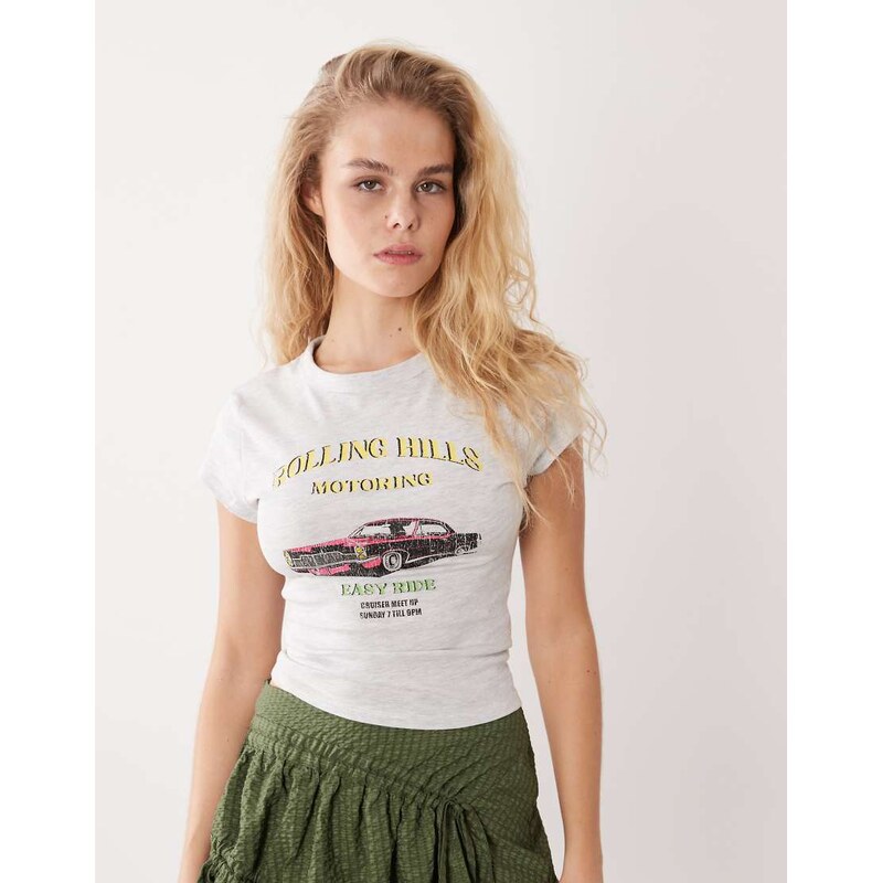 ASOS DESIGN short sleeve baby tee with vintage car graphic in
