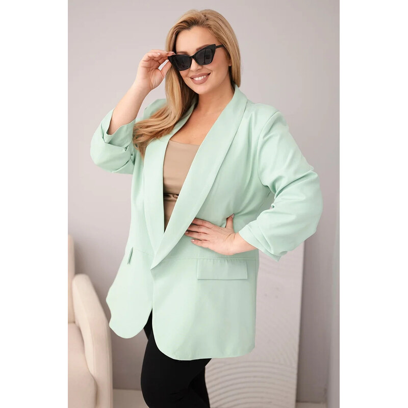 K-Fashion Dámská plus size elegantní sako mátová 112243829