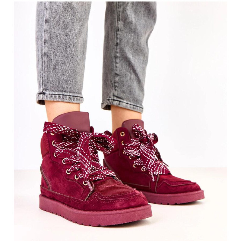 SWEET SHOES Sportovní zimní obuv C2077 bordó -Solea 113944560