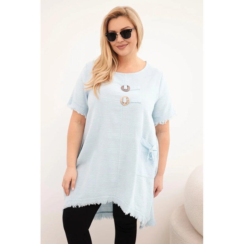 K-Fashion Dámské bavlněné šaty Plus Size s prodlouženým zadním