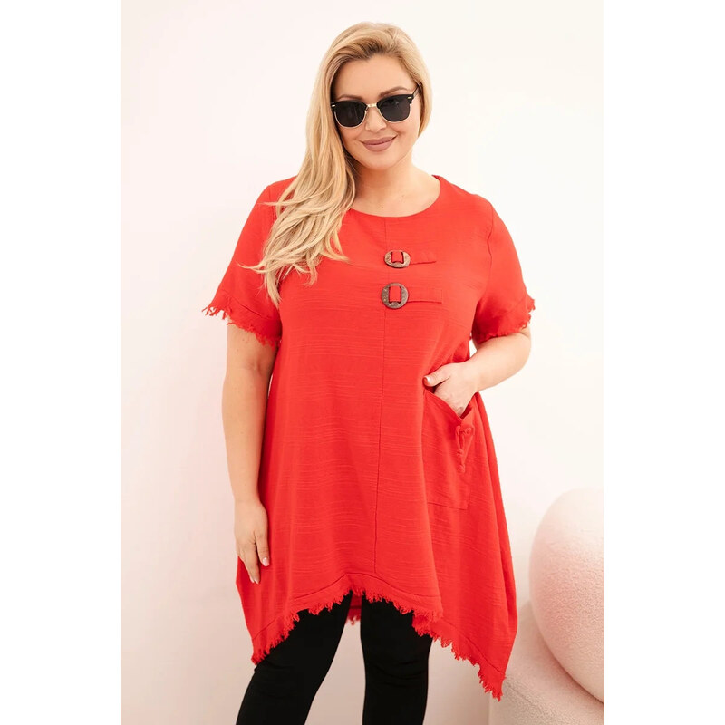 K-Fashion Dámské bavlněné šaty Plus Size s delším zadním dílem a