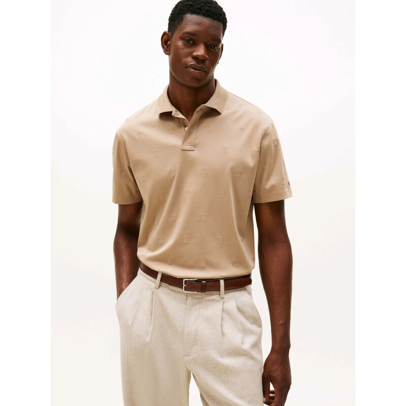 Tommy Hilfiger pánské béžové polo tričko