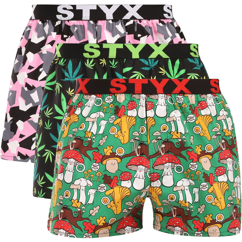3PACK pánské trenky Styx art sportovní guma vícebarevné (3B18890