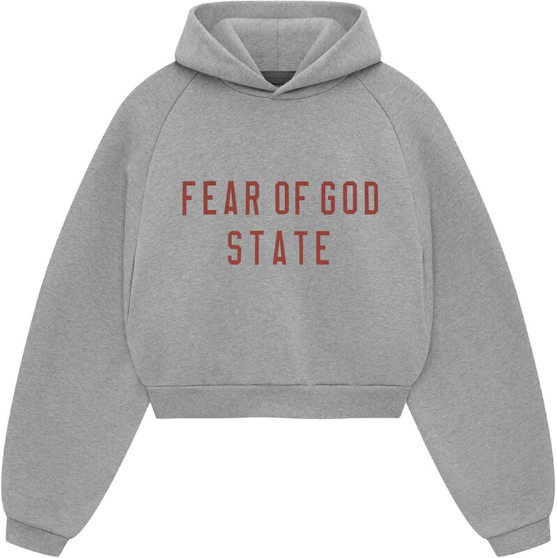 Fear of God Essentials Womens Fleece Cropped Hoodie Dark Heather 114081039