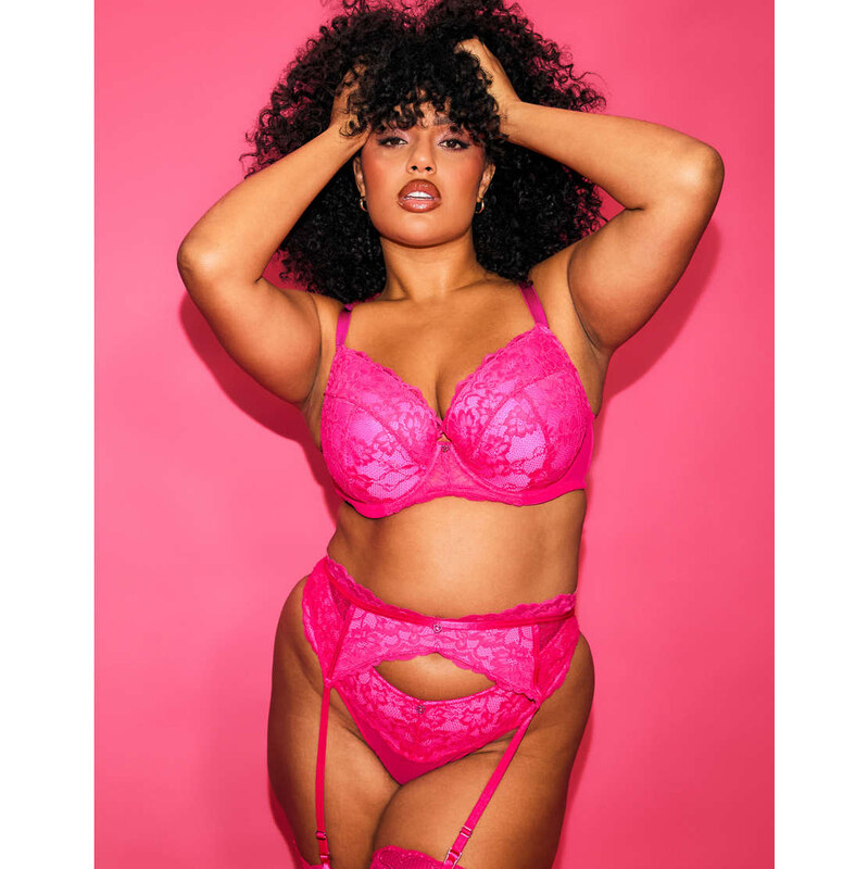 Ann Summers Valentines Sexy Lace padded plunge bra in pink 114082334