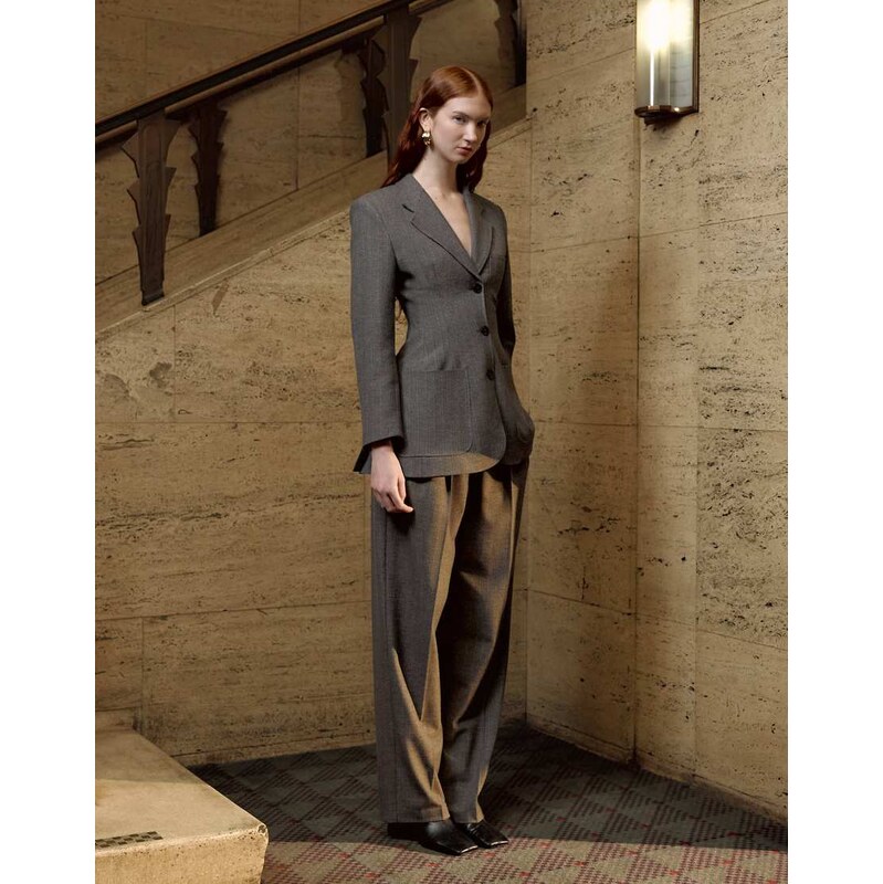 Tolu Coker x Topshop tailored trouser in taupe-Brown 114082350