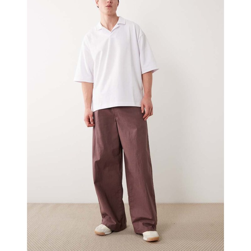 ASOS DESIGN loose linen blend trousers in brown
