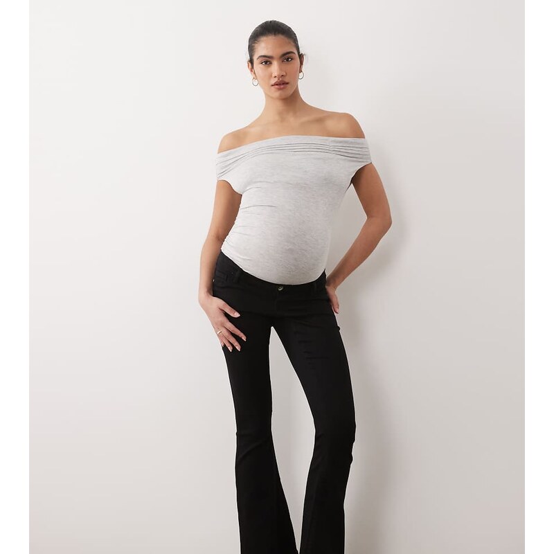 ONLY Maternity push-up flare jeans in black