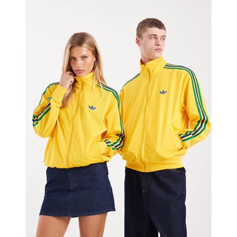 adidas Originals Firebird track top in yellow and green 115402989