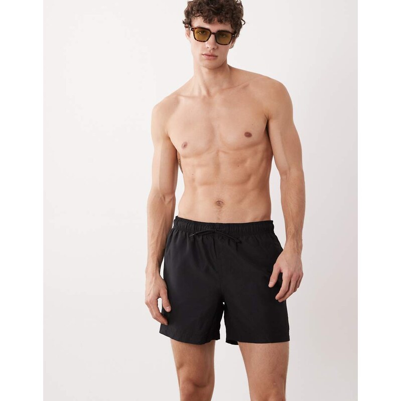 Jack & Jones mid length swim shorts in black