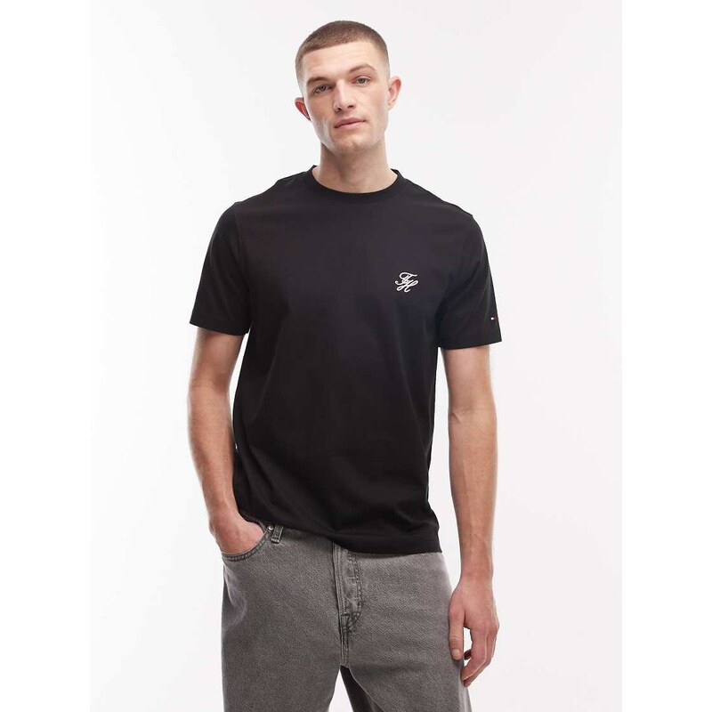Tommy Hilfiger script monogram t-shirt in black