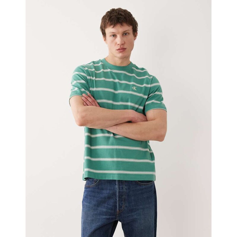 Calvin Klein Jeans relaxed fit t-shirt in green stripe