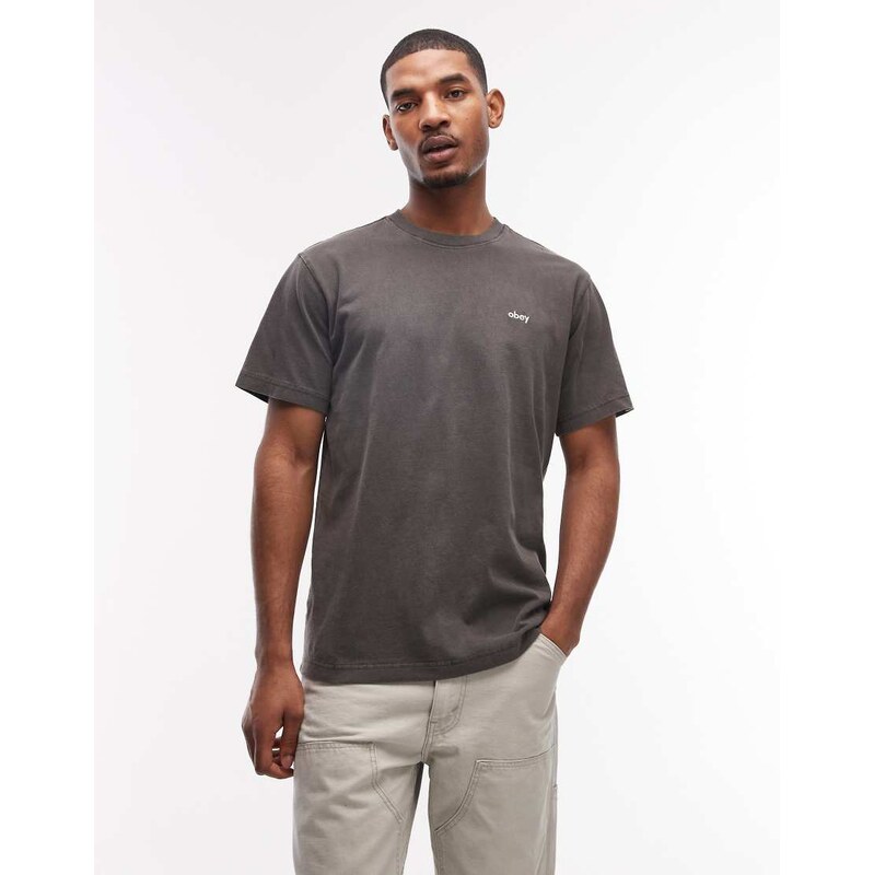 Obey lowercase short sleeve pigment t-shirt in black