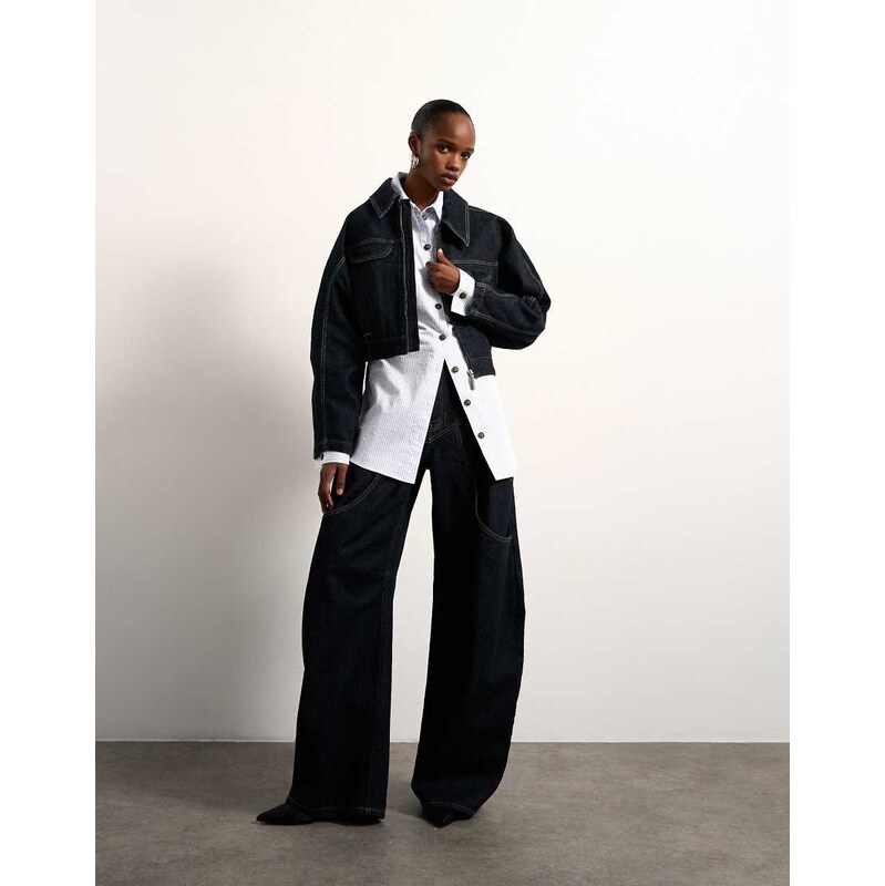 Tolu Coker x Topshop barrel high rise jean circular design in indigo 114154529