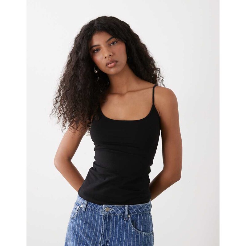 Weekday strappy vest top in black