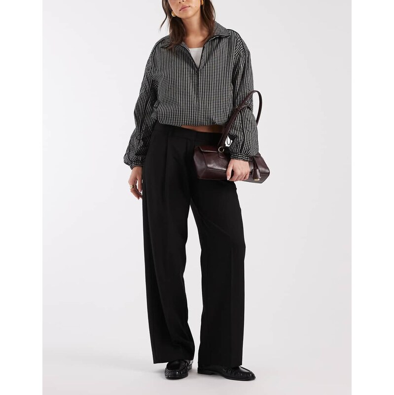 JJXX low rise wide leg trousers in black 114082519