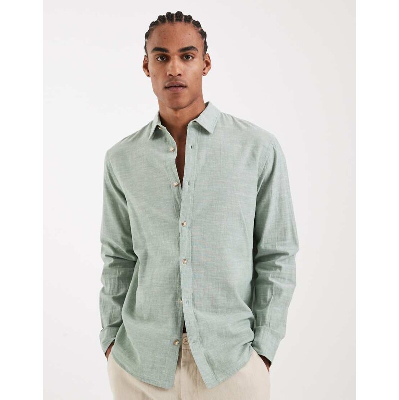 Jack & Jones linen blend shirt in light green