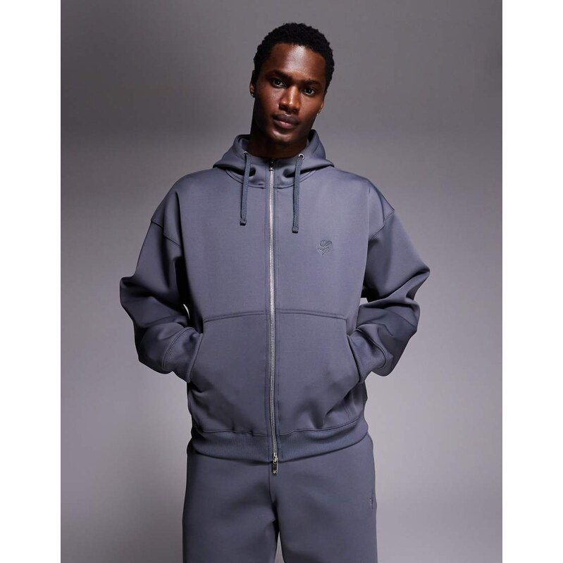 Liquor N Poker double zip scuba-style fabric hoodie co-ord in