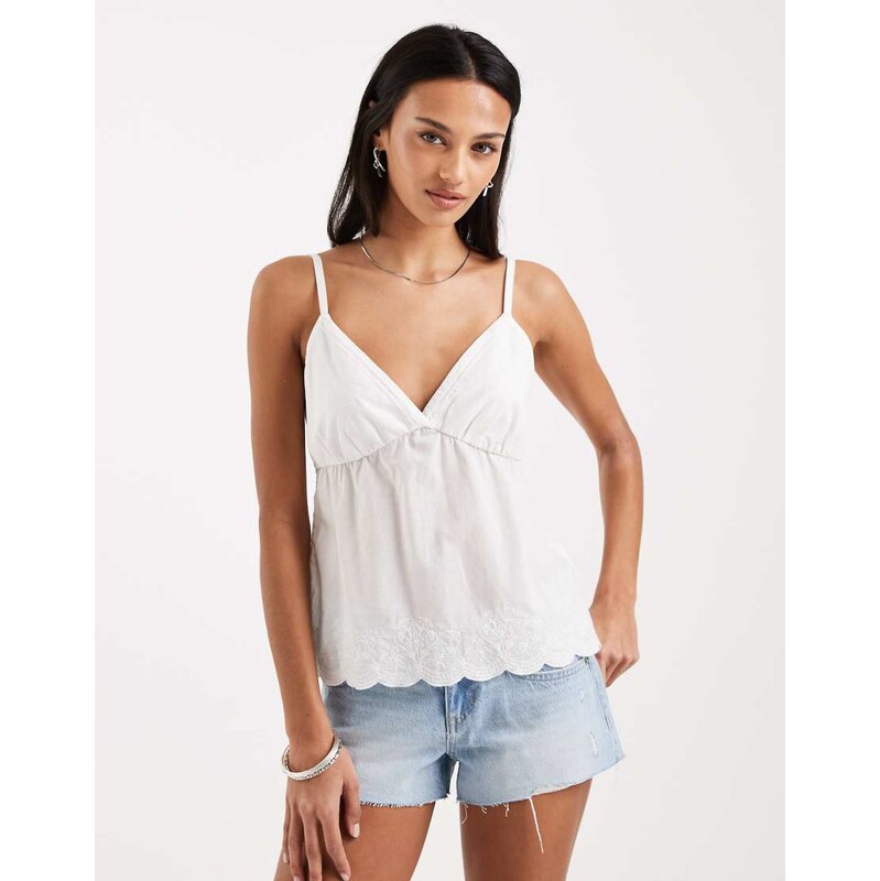 Hollister sequin scallop hem cami top in white 114082614