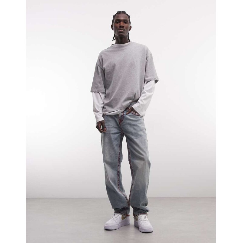 True Religion Bobby Super T skate jeans in light wash blue