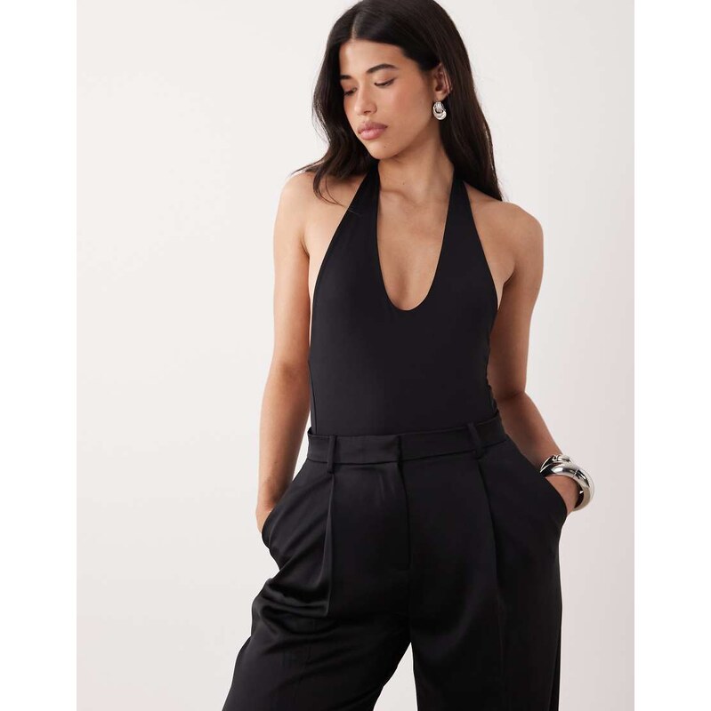 ASOS DESIGN Scoop polyamide bodysuit in black