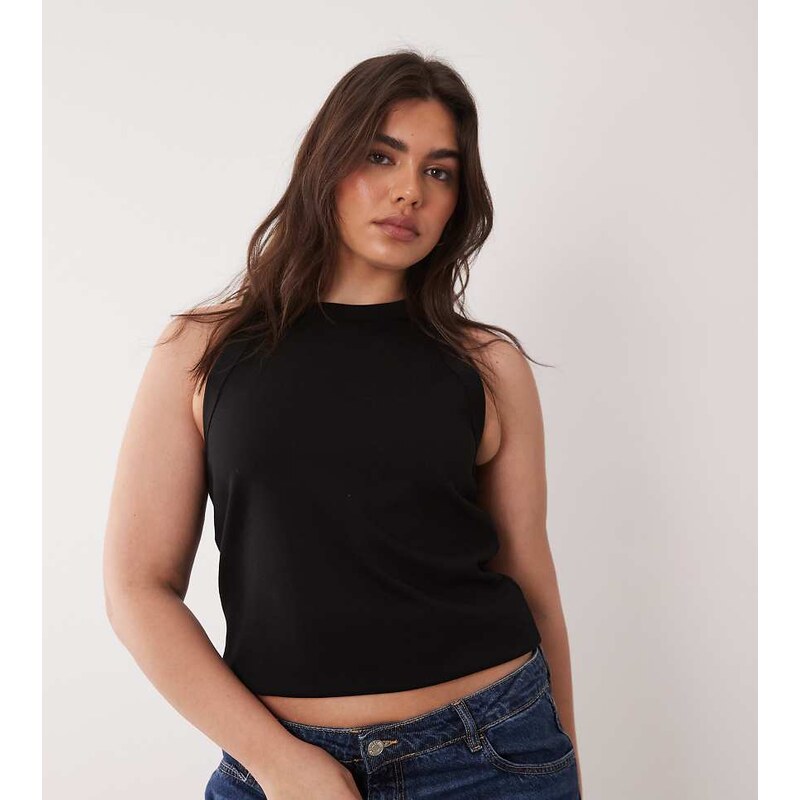 ASOS DESIGN Curve longline racer vest in black-Brown