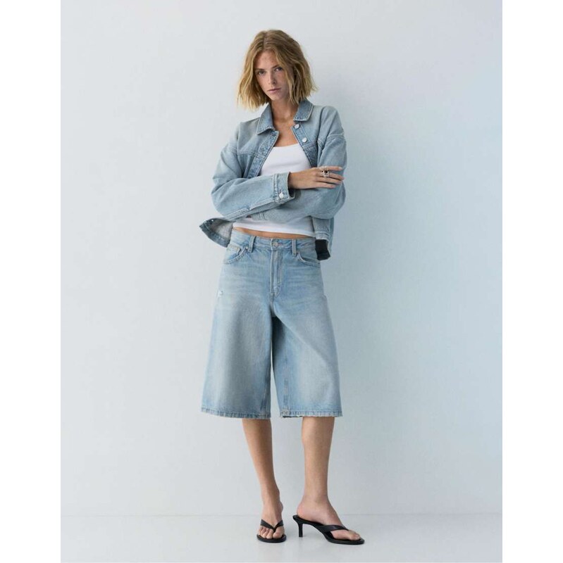 Pull&Bear Low-rise jorts in pale blue