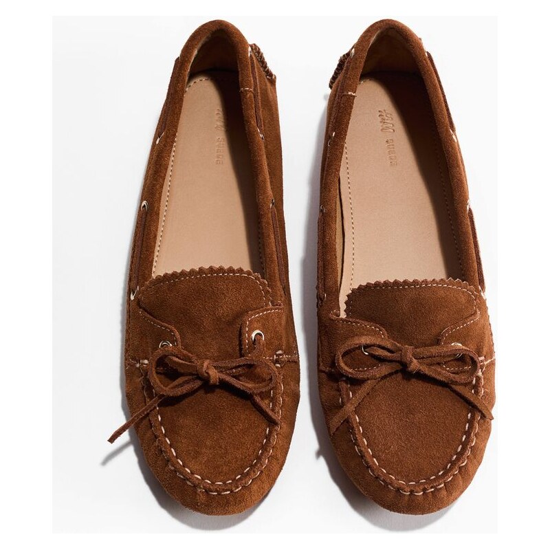 H&M - Kožené jachtařské polobotky - béžová 113466676
