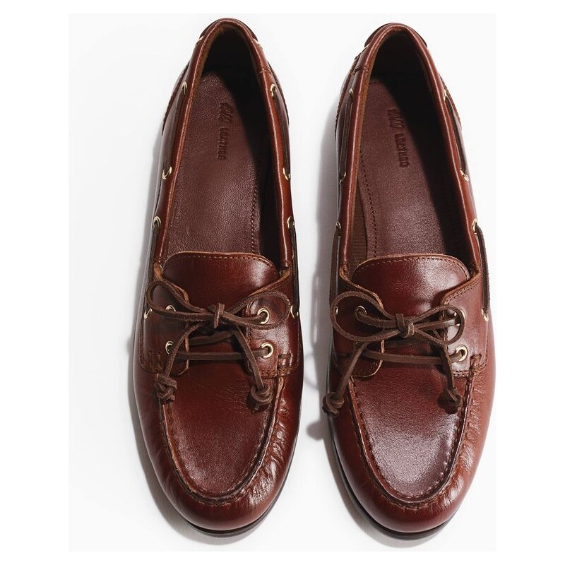 H&M - Kožené jachtařské polobotky - béžová 113535189