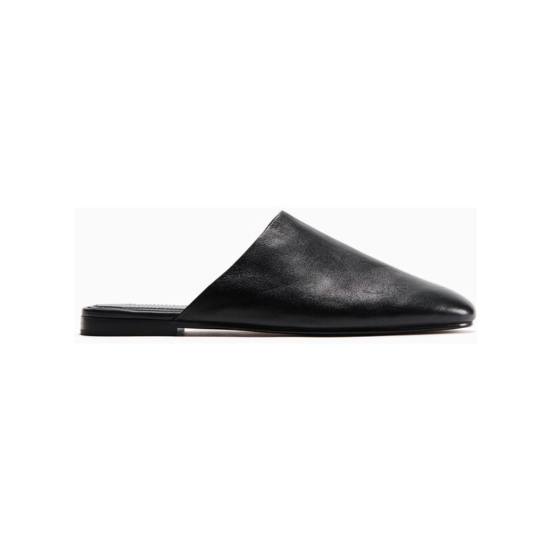 H&M - Kožené pantofle - černá 114085278