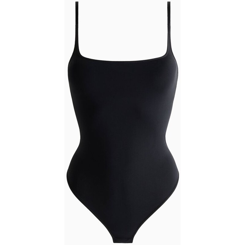 H&M - Bezešvé body thongs vyztuženými košíčky - černá 114085289
