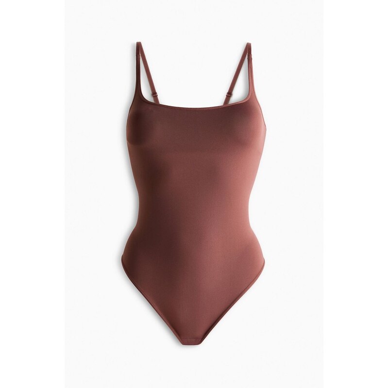 H&M - Bezešvé body thongs vyztuženými košíčky - béžová 114085328