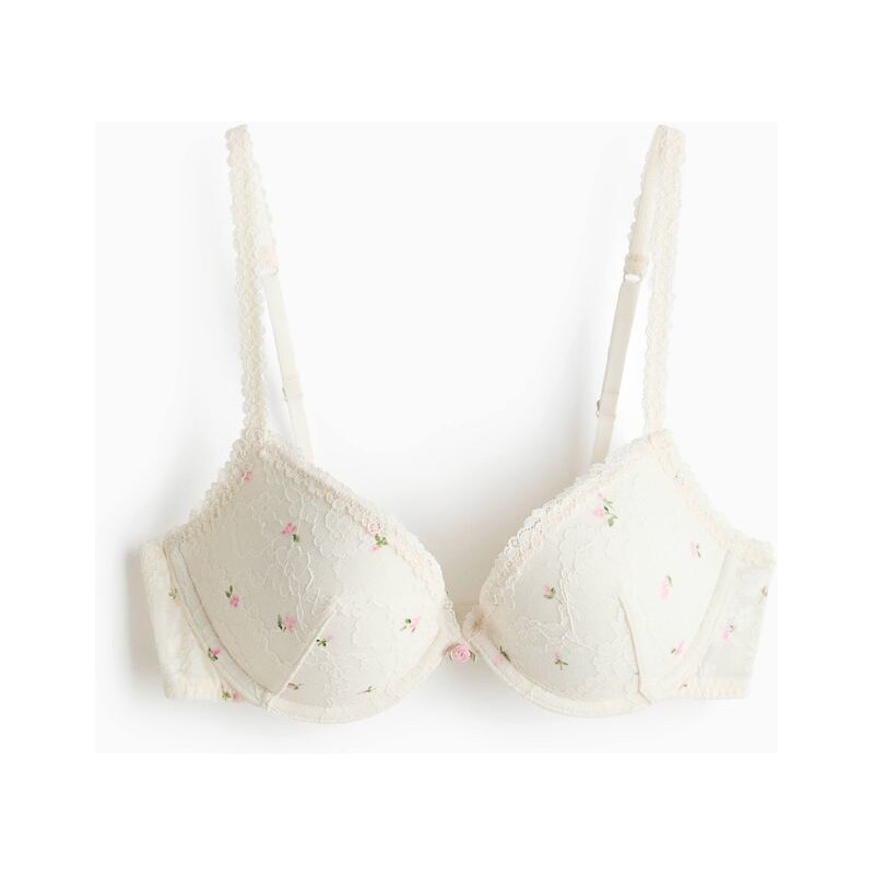 H&M - Krajková podprsenka push-up - bílá 114085377