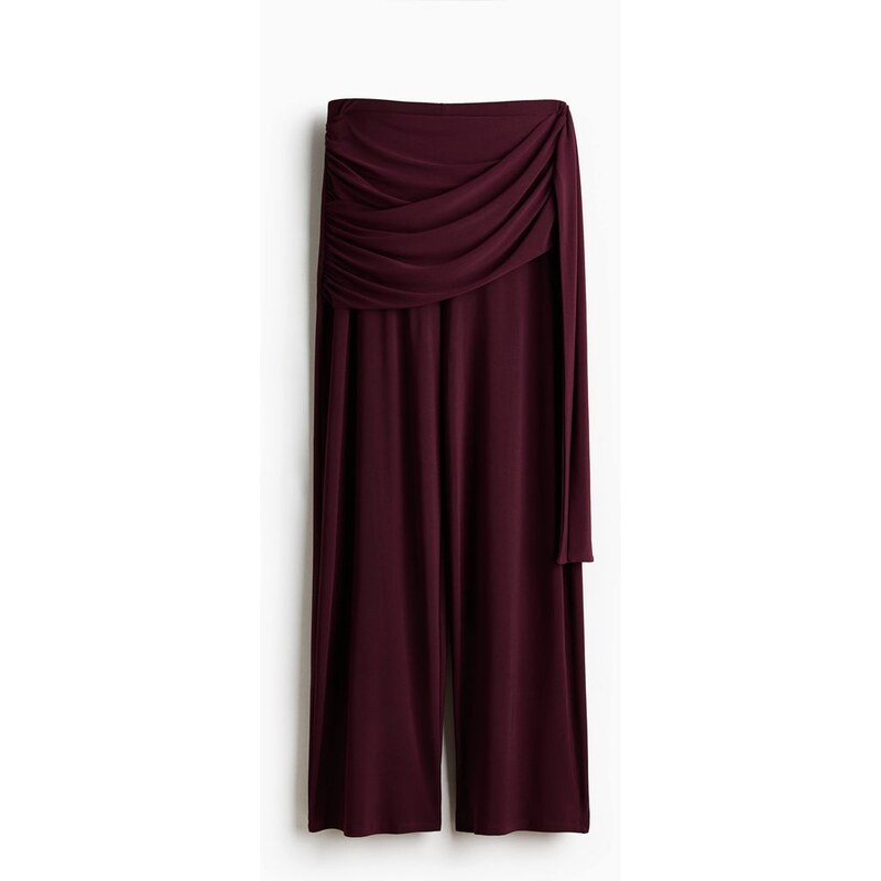 H&M - Řasené žerzejové kalhoty - Vínová