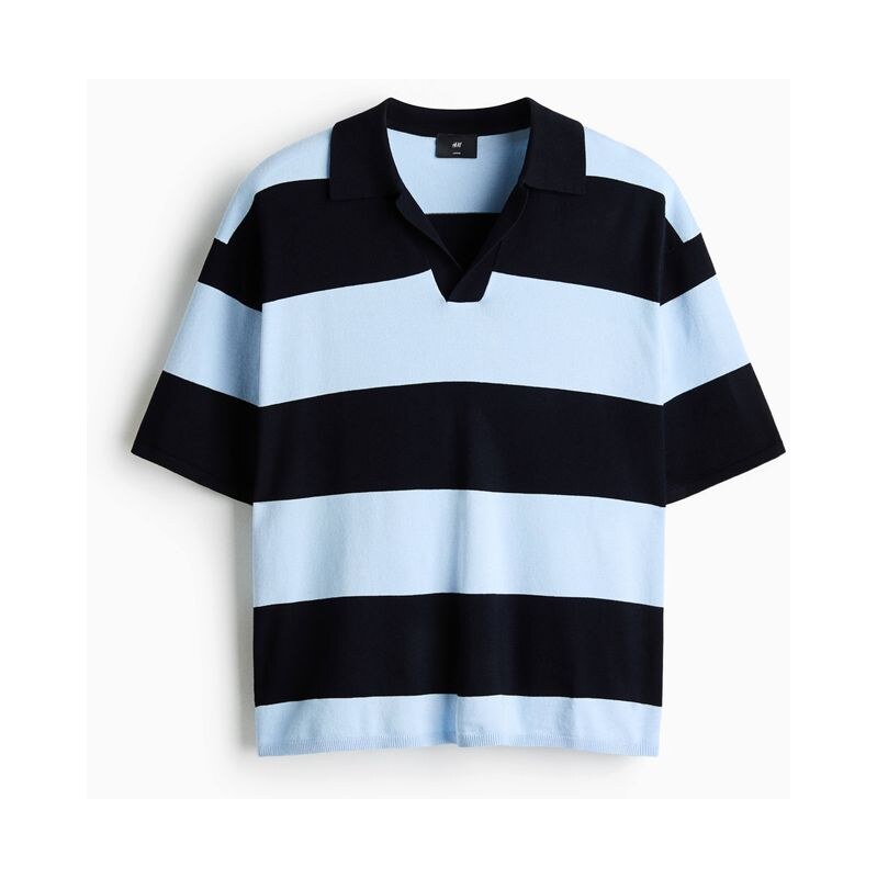H&M - Tops límečkem Loose Fit - Námořnická Modř/Proužky