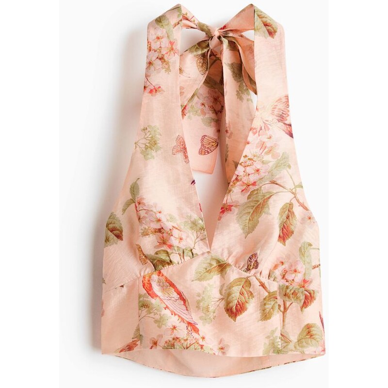 H&M - Top halternecks potiskem - Světle Růžová/Květy