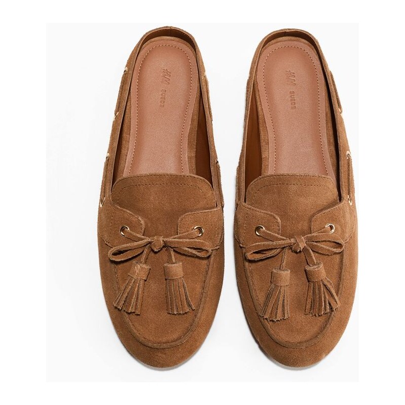 H&M - Semišové nazouvací střevíce - Hnědá
