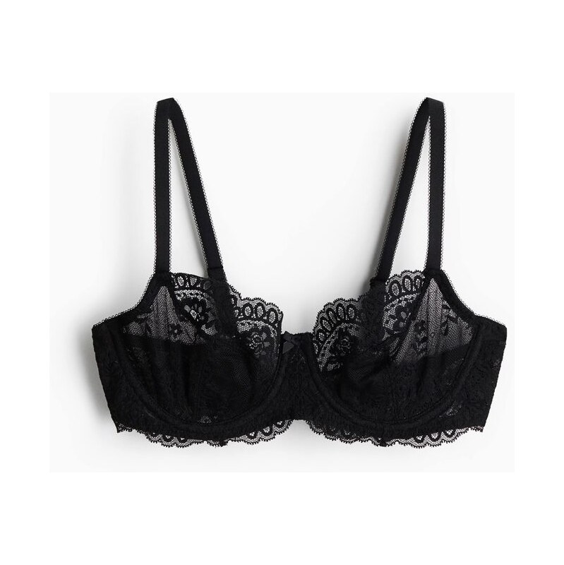 H&M - Krajková podprsenkas kosticemi - černá 114085557