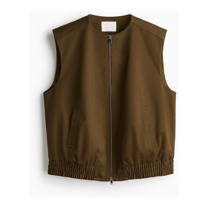 H&M - Keprová vesta - Tmavá Zlatavě Olivová